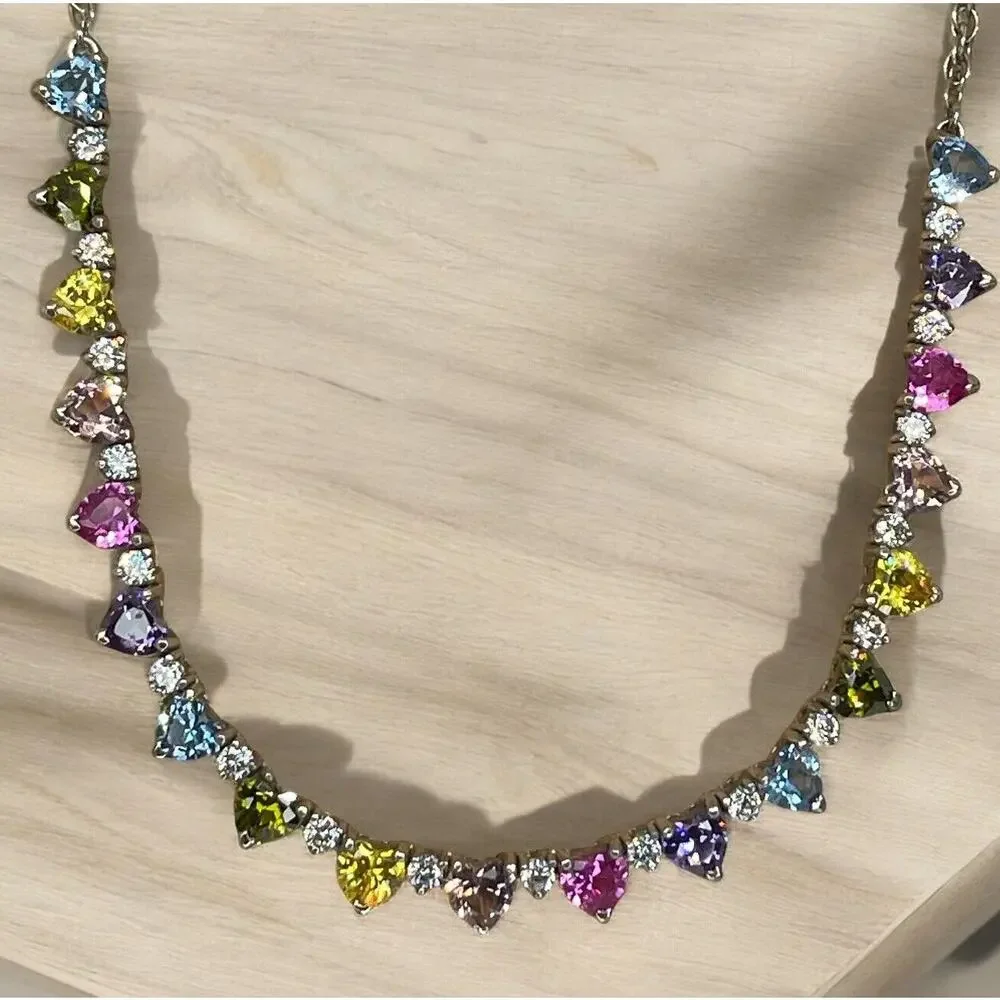 Sterling Silver 'Endless Love' Heart Necklace Stunning Fashion Trendy Glam NEW